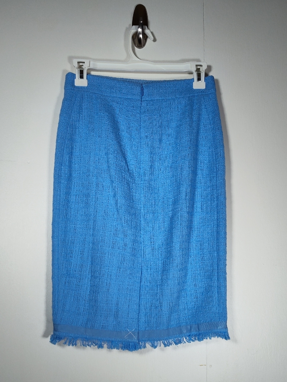 NWT J. Crew Tweed pencil skirt with fringe blue 00 - Picture 5 of 11